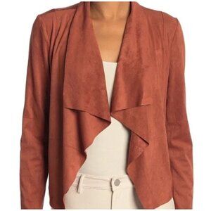 Bagatelle Faux Suede Waterfall Jacket Women Sz S Rust Orange‎ Open Boho Cardigan